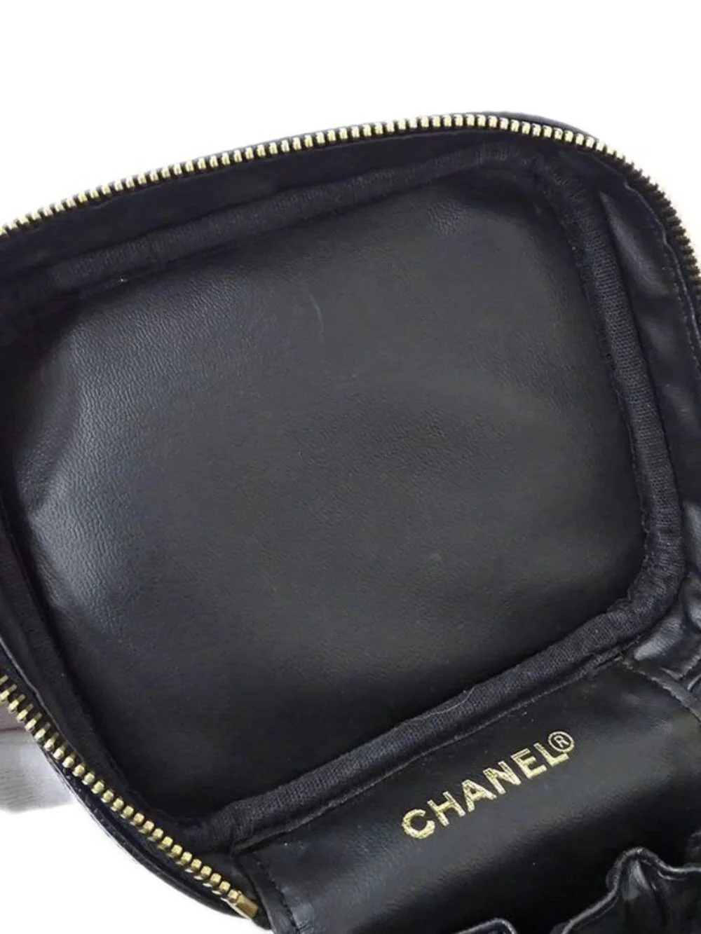 Chanel Bag Vanity Handbag Caviar Leather Black Gold Hardware
